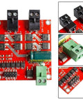 Dual DC Motor Driver Module XY 160D 160W 7A L298 H Bridge For PWM Controllers Six Point Five Volts To 27 Volts Power Range Ideal For RC Cars And Automation Projects Great For Robotics Automation RC Hobbyists And DIY Makers red PCB with screw terminals