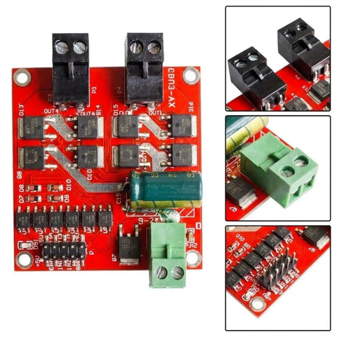Dual DC Motor Driver Module XY 160D 160W 7A L298 H Bridge For PWM Controllers Six Point Five Volts To 27 Volts Power Range Ideal For RC Cars And Automation Projects Great For Robotics Automation RC Hobbyists And DIY Makers red PCB with screw terminals