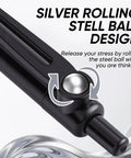 12 Pack Gel Pens 0.7mm Medium Point Black Ink With 6 Extra Refills Retractable Silent Click Fidget Design silver rolling ball