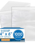 4 By 6 Inch Plastic Zip Bags Extra Heavy Duty 6 Mil Clear Reclosable Zip Top Storage Bags 1000 Count For Parts And Tools Organization Shipping Packaging And Small Item Storage, stacked