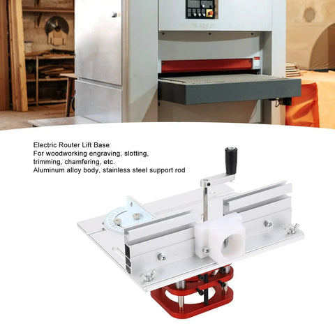 Smooth As Butter Manual Router Table Lift Kit, 2 Inch Precision Stroke with aluminum base and stainless rods for woodworking.