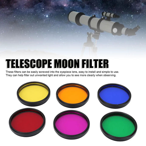 6 Piece 2 Inch Telescope Eyepiece Filter Kit Moon Filter With M48x0.75mm Threads Eyepiece Filters In Storage Case For Planetary Observation And Space Exploration