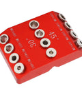 Premium Pocket Hole Jig With 30 Degree And 45 Degree Drill Guide For Slick Woodworking Projects with red aluminum frame and steel drill sleeves.