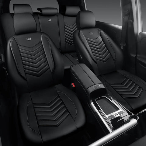 3D Foam Faux Leather Seat Covers Full Set Waterproof and Easy Clean All Black, Universal Fit for Cars, SUVs, Trucks, Sedans