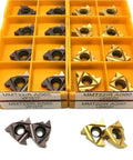 Heavy Duty Indexable Carbide Lathe Tool For External Thread Turning With 60 Degree Angle and Precision CNC Cutting Performance, inserts arranged in a storage box.