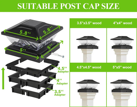 Lit 11 Pack Solar Post Cap Lights Warm White LED Outdoor Lighting For Fence Posts 4x4 Waterproof IP65 various sizes illustration