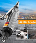 1/4 Inch Pneumatic Die Grinder Delivers Blazing 22000 Rpm Air Power Through An Ergonomic Angle Handle for detailed stone work.