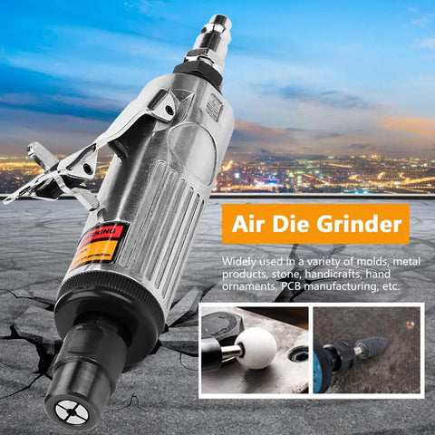 1/4 Inch Pneumatic Die Grinder Delivers Blazing 22000 Rpm Air Power Through An Ergonomic Angle Handle for detailed stone work.