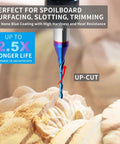 EANOSIC upcut spiral router bit, 1/4 in shank, 1/16 in cutting dia, blue nano-coated solid carbide for wood