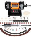 Heavy Duty Bench Buffer Polisher With Hella Adjustable Speed Up To 10600 Rpm And A Straight Up 100 Piece Accessory Kit for various polishing tasks.
