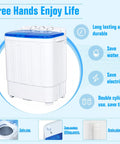 Gotta Love This Ultra Compact Portable Twin Tub Washer Straight Up Silver Ion Deep Clean 18 Pound Laundry Spinner Combo Built For Dorms Apartments And Rv Homes Easy Setup Blue with dual tubs and control dials.