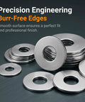 Premium 304 Stainless Steel Fender Washers Kit, 250 Piece Flat Washers Assortment In 15 Metric Sizes M3 To M12, Heavy Duty Metal Washers For Screws And Bolts, Automotive Industrial And Home Use, Rust Resistant; burr-free stainless steel washers