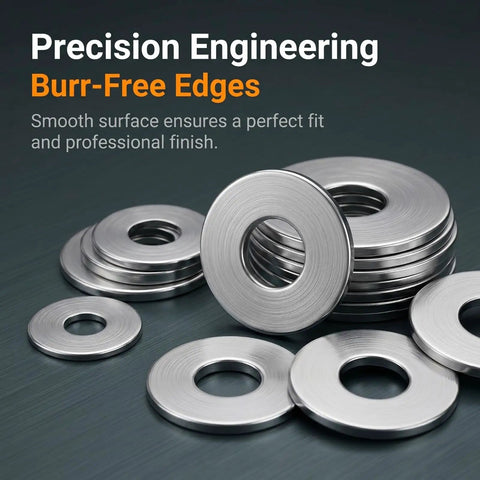 Premium 304 Stainless Steel Fender Washers Kit, 250 Piece Flat Washers Assortment In 15 Metric Sizes M3 To M12, Heavy Duty Metal Washers For Screws And Bolts, Automotive Industrial And Home Use, Rust Resistant; burr-free stainless steel washers