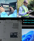 Straight Up Beast Ten Point One Inch Windows 11 Pro Rugged Tablet With Intel Core I7 Processor Sixteen Gigabytes Ram 128Gb Ssd Featuring Hot Swap Battery Fhd Display And Cellular Connectivity showing 5MP front and 8MP rear cameras.