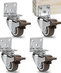 1 Inch L Shape Caster Wheels Set Of 4 Heavy Duty Swivel Side Mount Casters With Brakes Silent Rubber Wheels for Furniture