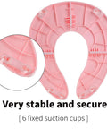 No Sweat Portable Potty For Toddler Pink Travel Training Seat showing 6 fixed suction cups for stability and security.