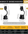 12 Pack Black Strain Relief Cord Connectors Set For Office And Home Cable Management Nylon Round Insulating Cable Bushes Fits 6N-4 And 4N-4 Power Cords Durable Easy Install Keeps Cables Neat And Tidy. dimensions chart for 4N-4 and 6N-4 PA66 cable bushings