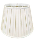 Empire English Pleat Lamp Shade 10 X 14.5 X 10 White Hand Tailored Silk Type Shantung Fabric With Off White Softback Lining