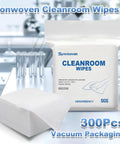 Synvicovan Cleanroom Wipes bag front view; 6x6 in, 68GSM cellulose/polyester blend, 300 pcs, vacuum packaging