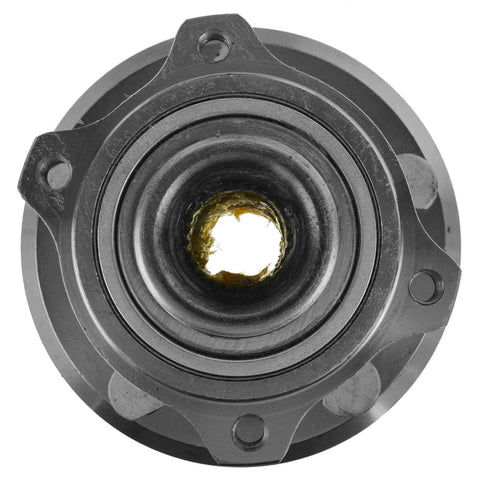 Front view of Beefed Up Wheel Bearing And Hub Assembly For 2011 To 2023 Chrysler 300, 2016 To 2023 Dodge Charger, And 2019 To 2023 Challenger AWD Replacement Direct Fit And Heavy Duty Design For Road Ready Performance And Smooth Operation.