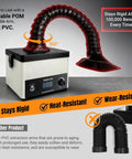 Desktop Solder Fume Extractor With 3 Stage HEPA Carbon Filtration Adjustable Speed Beefy 71 CFM Suction, showing flexible arm.