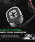 Riyhch electric trailer brake magnet set of 2, close-up view with braided cables and silver/black housing