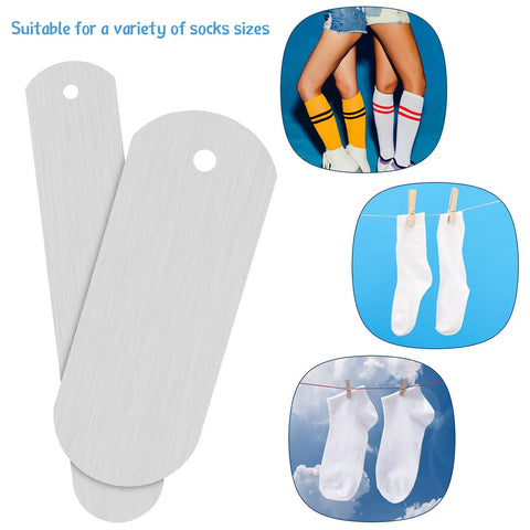 4 Piece Metal Sock Jig Set For Sublimation Dope Gear with straight crew molds, shown with socks for DIY dye printing.