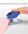 Desktop Staple Free Stapler That Zips Through Up To 10 Pages Without Staples Bright Blue Finish Perfect For Home School Or Office