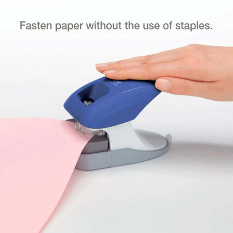 Desktop Staple Free Stapler That Zips Through Up To 10 Pages Without Staples Bright Blue Finish Perfect For Home School Or Office