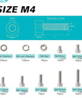 M4 Hex Socket Head Cap Screws Nuts And Washers Kit In 304 Stainless Steel With Assorted Sizes, Built To Last Heavy Duty Fastener Set For DIY Projects, Electronics, Automotive, And Machinery. M4 sizes 8mm to 25mm