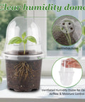 Clear Nursery Pots With Humidity Domes For Seedlings, showing root growth and dome ventilation, 4 inch plastic plant pot.