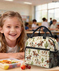 Girl with Desert Horse Insulated Kids Lunch Box With Easy-Clean Lining And Adjustable Strap in classroom, size 9.84x5.51x8.27 inches