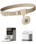 RFID Collar Tag For Automatic Cat Feeder And Water Fountain With App Monitoring For Your Multi Cat Crew, showing collar and devices.
