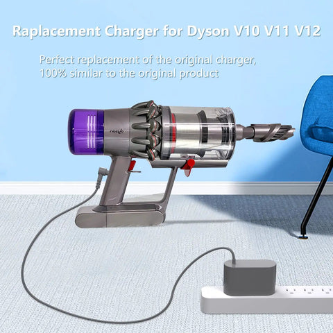 30.45V Replacement Charger For Go To Cordless Vacuum Cleaner Models V10 V11 V12 SV12 on floor with power strip