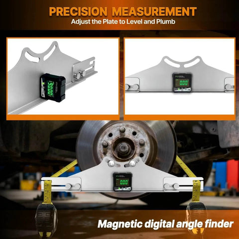 Pro Grade Toe Alignment Tool With Toe Plates And Digital Angle Finder For Fast Accurate Wheel Alignment On Most Cars Includes Two Tape Measures For Easy Stable Alignment