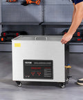 Person adjusting 50L Ultrasonic Cleaner With Digital Display And Cleaning Basket 840W Industrial Stainless Steel Cleaning Machine On Wheels