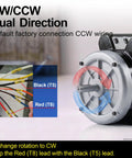 Straight Up Heavy Duty 1.5 HP Farm Duty Electric Motor with CCW wiring setup for dual direction rotation.