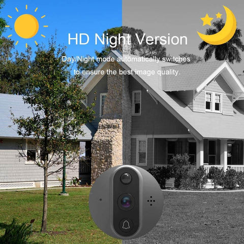 Smart Peephole Camera For Apartment Door With WiFi Viewer 1080P Doorbell Camera displaying HD Night Vision on house