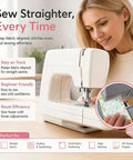 Woman using Magnetic Sewing Seam Guide for Precision Stitching and Straight Seams Multi Size Alignment Tool on sewing machine
