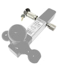 Heavy Duty Trailer Hitch Lock 5 By 8 Inch Receiver Pin With Two Keys Chrome Finish, shown with keys and locking mechanism