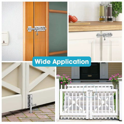 Super Tough Heavy Duty Slide Bolt Gate Latch Barrel Bolt Lock For Wooden Fences Sheds Barn Doors Yards And More Crafted From Solid 304 Stainless Steel With Silver Finish Comes As Two Pack With Screws used on various gates and doors