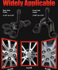 Nine Way Slide Hammer Puller Set For Front Wheel Hub Removal And Rear Wheel Axle Extraction showing rear axle and front hub pullers
