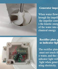 Inside view of Axial Flow Hydroelectric Generator For 12-24V Systems, showing impeller and rectifier plate.