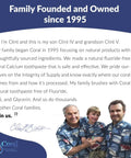 Family portrait of Coral founders Clint IV and grandson Clint V, emphasizing family heritage and commitment to natural products.