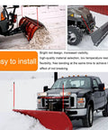 Vehicles with Red 27 Inch Snow Plow Marker Blade Guides Kit With Internal Steel Wire And 304L Stainless Steel Joint in use.