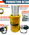 10 Ton Heavy Duty Hydraulic Cylinder Jack Kit With CP-180 Manual Hand Pump And 2 Inch Stroke Single Acting Industrial Mini Ram showing smooth surface and rigid column details.
