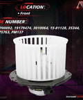 Front view of HVAC Blower Motor Assembly for Chevy Astro, Blazer, Corvette, Camaro, GMC Safari, Sonoma, Jimmy, Buick Electra LeSabre, Pontiac Firebird, Oldsmobile Bravada, Isuzu Hombre 700092 OEM Replacement.