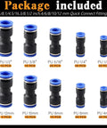 Rock Solid 180 Piece Push To Connect Air Hose Fittings Assortment Kit With Quick Release Straight Pneumatic Quick Connectors In 1/8 Inch 1/4 Inch And Metric Sizes For Lightning Fast Hookups No Leaking Allowed, assorted PU fittings sizes