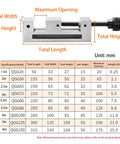 Heavy Duty Precision Milling Machine Vise With Badass Jaw Grip For Cnc Machining and Precision Grinding, dimensions chart with specifications.