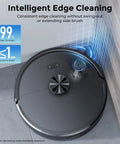 Self Emptying Robot Vacuum and Mop With 6000Pa Suction No Tangling LiDAR Multi Floor Mapping 90 Day Hands Free Cleaning App Control Alexa and Google Assistant for Pet Hair Carpet and Hard Floors shown in corner cleaning mode